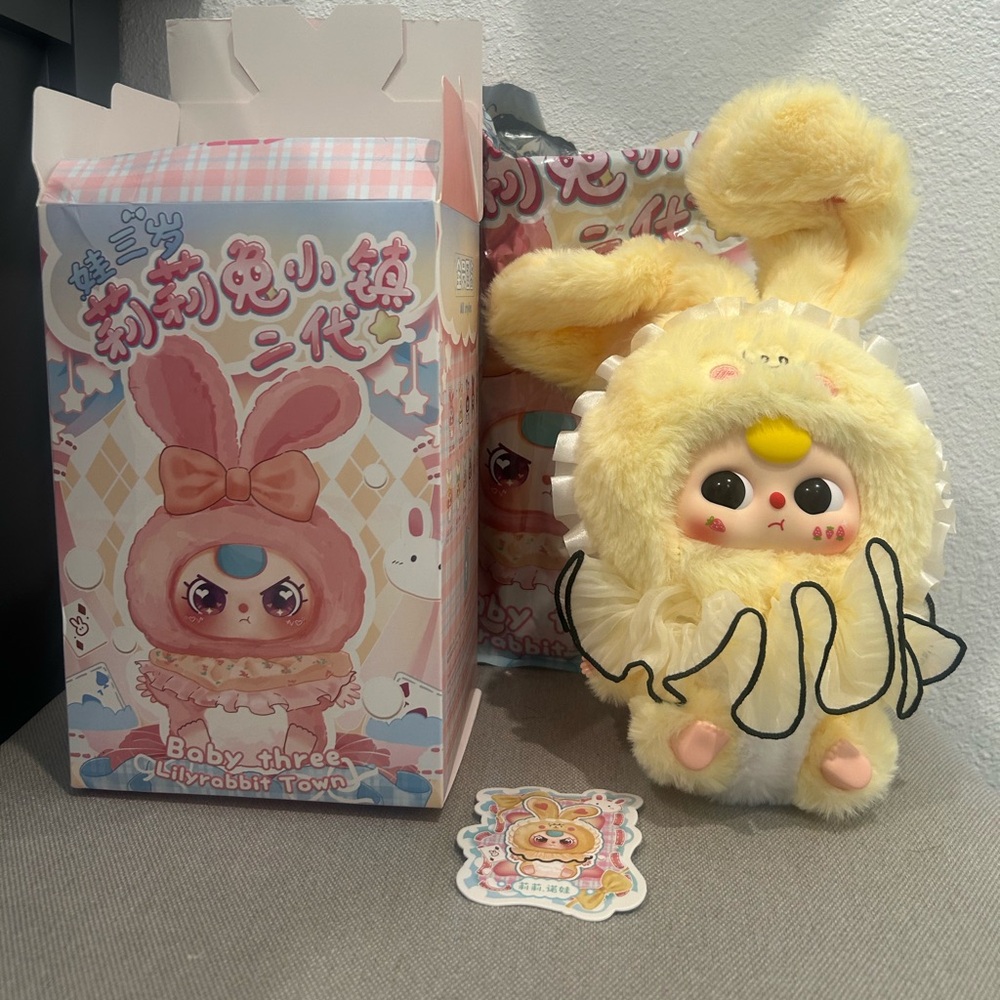 Baby Three Calembou Cute Plush Bunny Bag Charm or Key Chain with Box